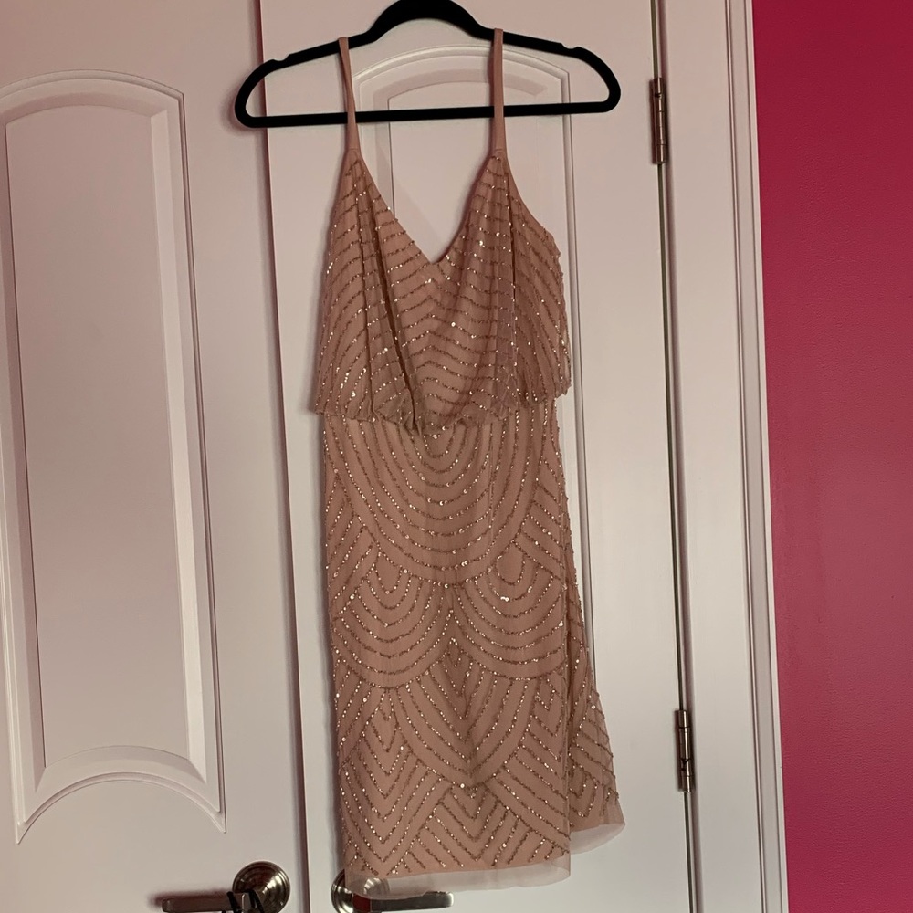 Sparkly pink/taupe cocktail dress